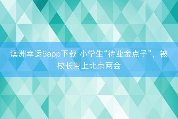 澳洲幸運5app下載 小學(xué)生“待業(yè)金點子”，被校長帶上北京兩會