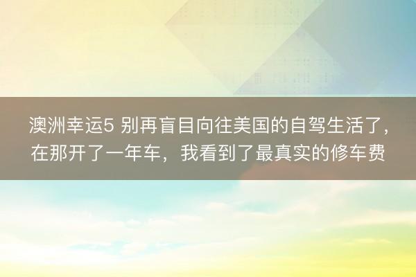 澳洲幸運5 別再盲目向往美國的自駕生活了，在那開了一年車，我看到了最真實的修車費